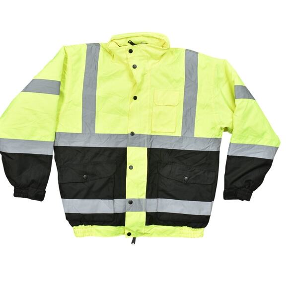 American Worker Green Bomber Jacket Nylon Medium ANSI Class III Safety Jacket - Picture 1 of 9